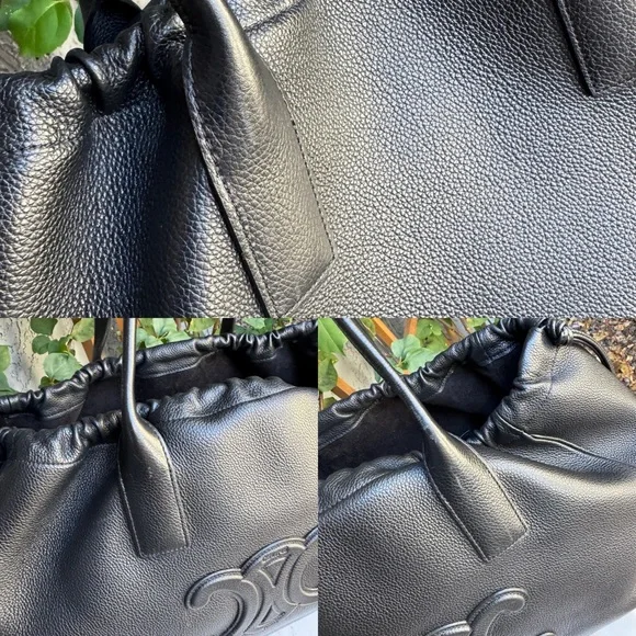 SOLD Celine Pebbled Calf Leather Cabas Drawstring Cuir Triomphe Tote - Picture 7 of 13